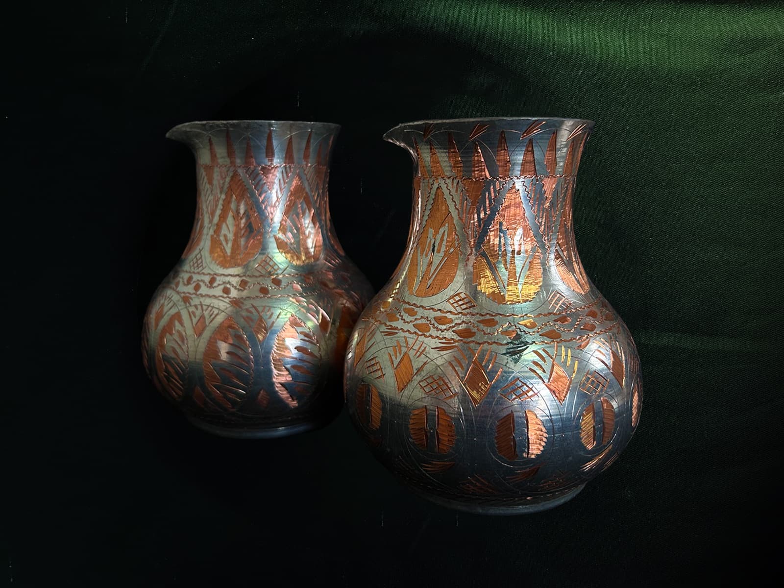 Engraved Copper Pitchers